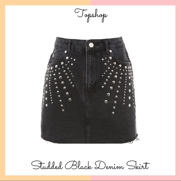Topshop Dresses & Skirts - Topshop • Studded Black Denim Skirt